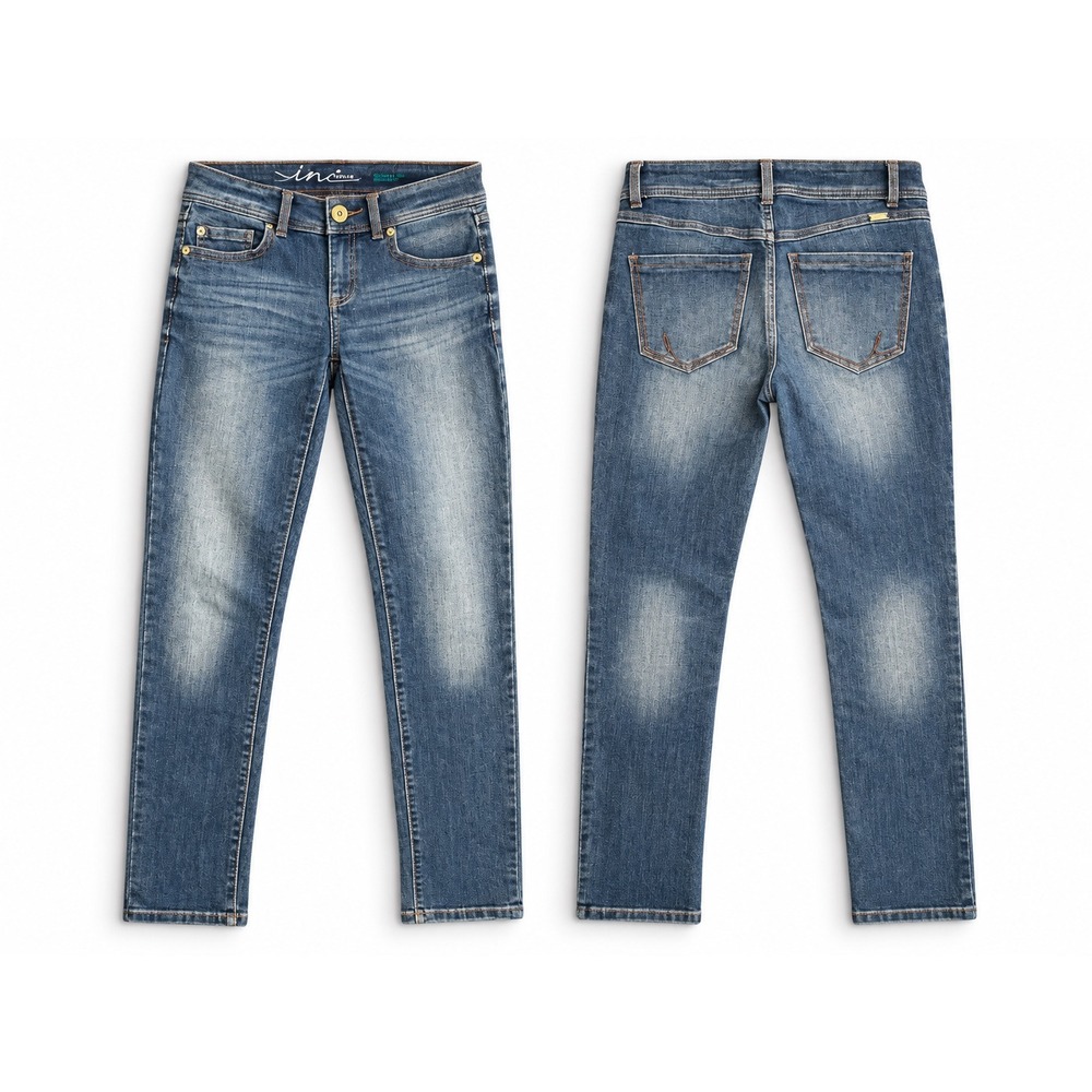 INC Denim Womens Skinny Leg Jeans Regular Fit size 2 Medium Wash Stretch Blue